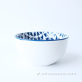 Wholesale azul pad impressão de macarrão bacia de arroz de porcelana